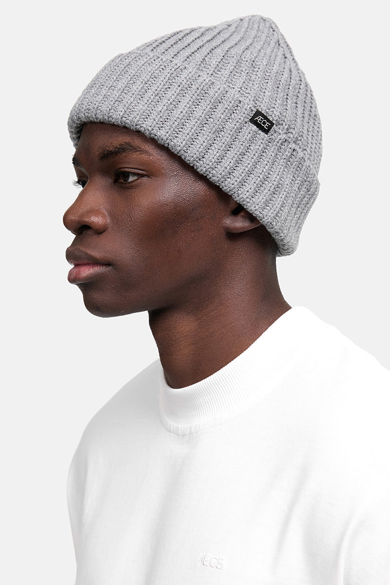 Rib Knit Beanie Heather Grey