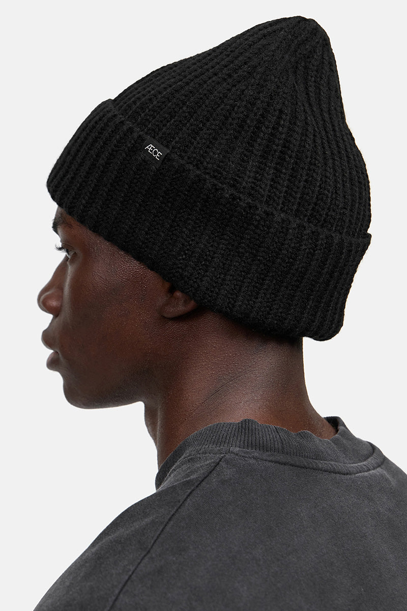 Rib Knit Beanie Black